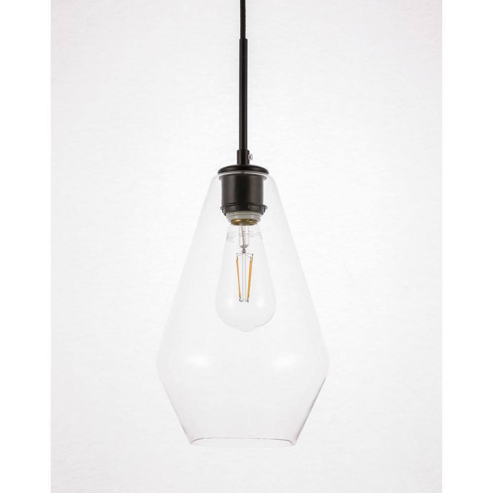 Gene 7.1" Contemporary Black and Clear Glass LED Pendant