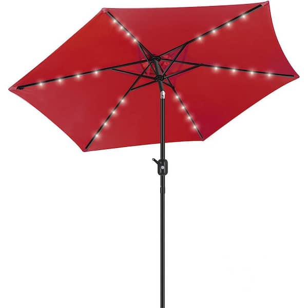 Dyiom 7.5 ft. Solar Patio Umbrella Outdoor LED Umbrella Table Umbrella, Beach word Umbrella