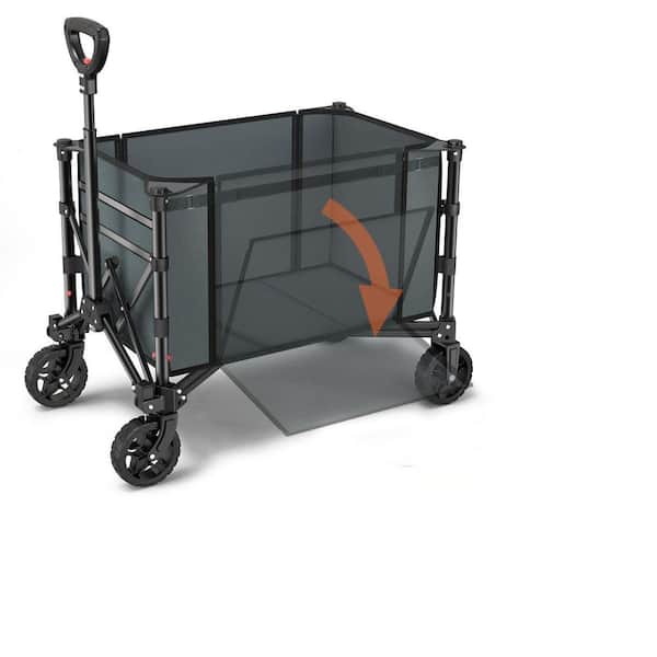 4.3 cu. ft. Steel Garden Cart, 3-in-1 Foldable and Convertible to Bench-for Beach, Garden, Gray