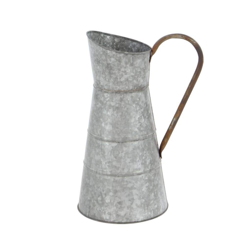 16" Gray Galvanized Metal Farmhouse Watering Jug Planter