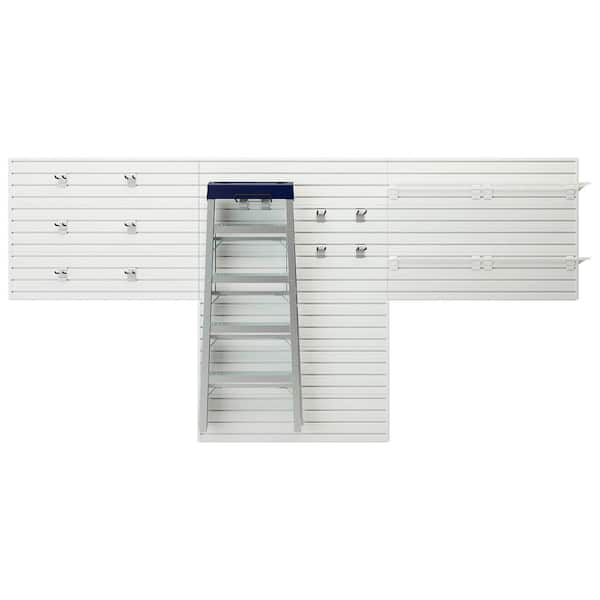 Flow Wall Modular Garage Wall Panel Storage Set with Accessories in White (15-Piece)