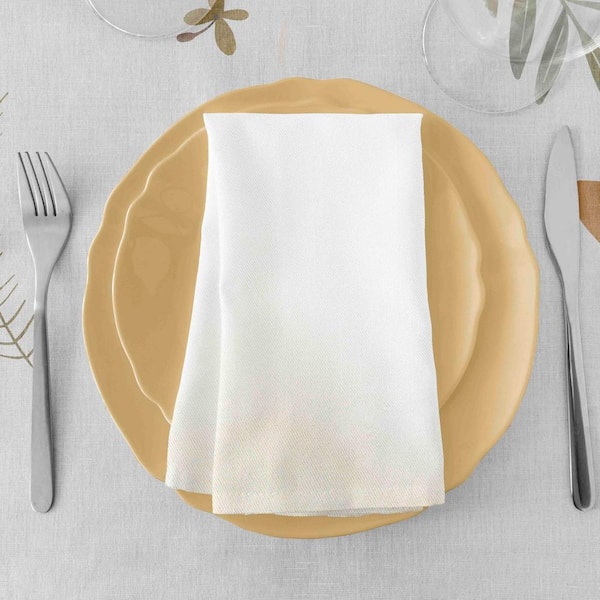 Off White Cotton Solid Table Napkin (L-16in,W-16in) (Set Of 6)