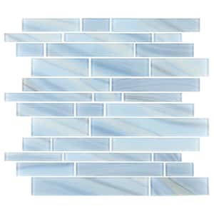 Polar Orbit Blue 11.625 in. x 11.625 in. Interlocking Glossy Glass Mosaic Wall Tile (0.938 sq. ft./Each)
