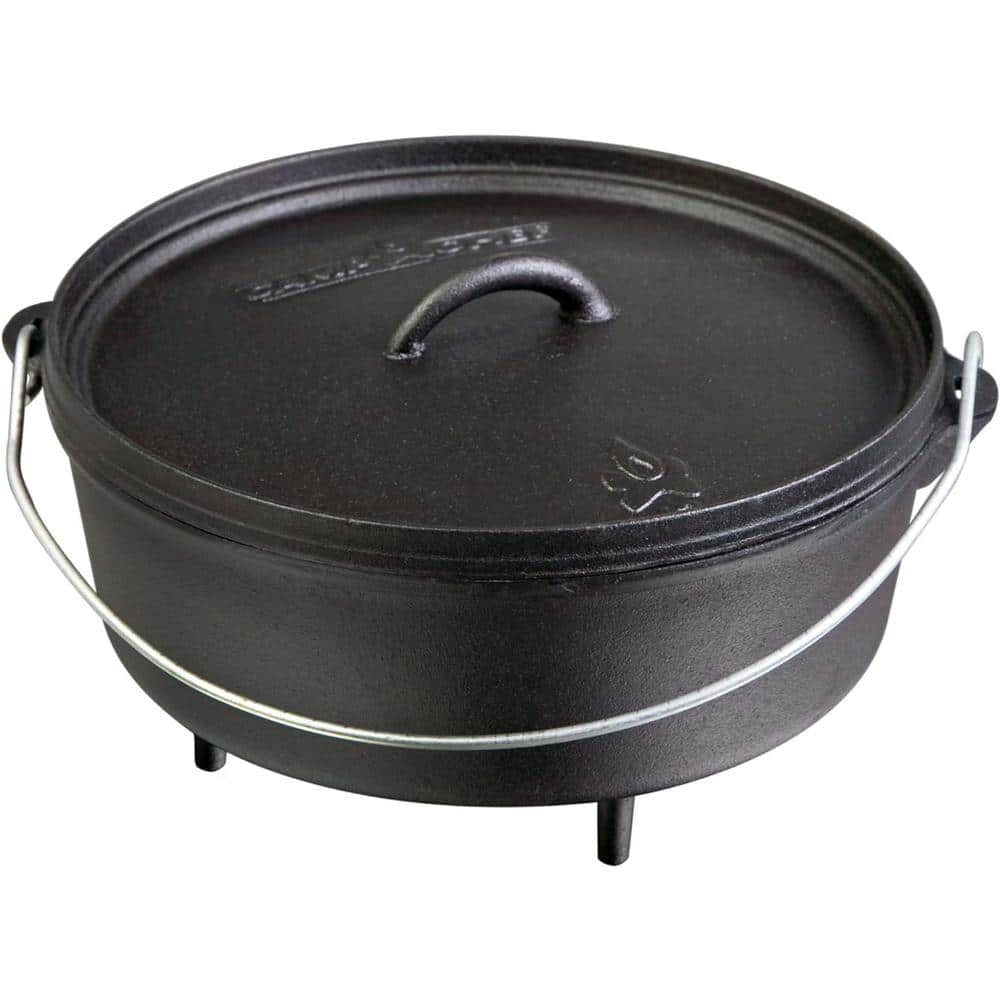 12 in. 6 qt. True Seasoned Finish Cast Iron Dutch Oven in Black with Lid