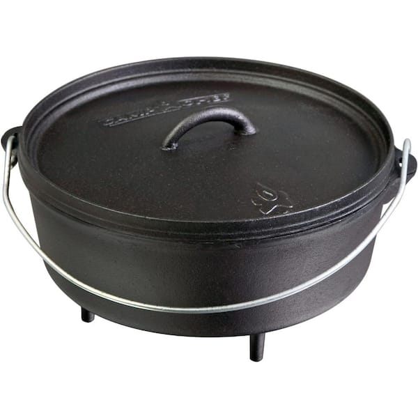 Adrinfly 12 in. 6 qt. True Seasoned Finish Cast Iron Dutch Oven in Black with Lid