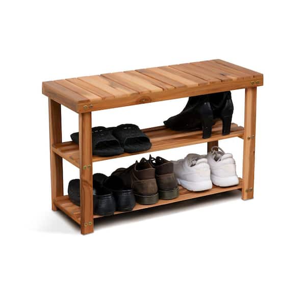 Rustic Torched Wood Shoe Rack
