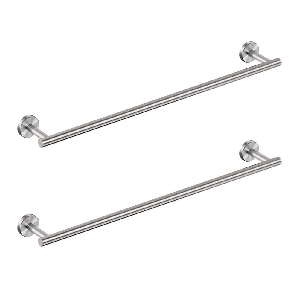24 in. Wall Mounted Single Towel Bar in Brushed Nickel (2-Pack) price history on PriceWatchPro