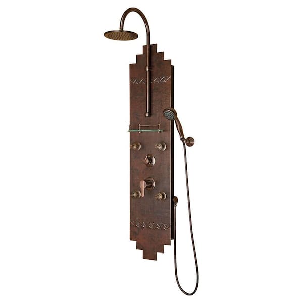 PULSE Showerspas Navajo 4-Jet Shower System with Hammered Copper Panel in Oil-Rubbed Bronze