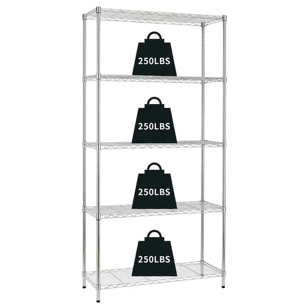 Unbranded Chrome 5-Tier Adjustable Heavy Duty Metal Wire Shelving Unit (36 in. W x 72 in. H x 14 in. D)