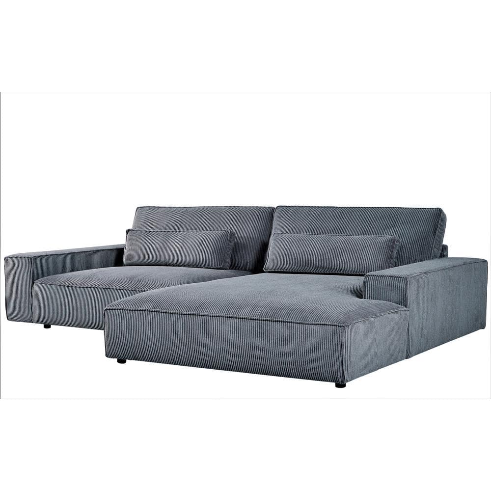 Mayview 105.52 in. W Sqaure Arm 2-Piece L Shaped Polyester Mid-Century Right Facing Sectional Sofa in Dark Grey price history on PriceWatchPro