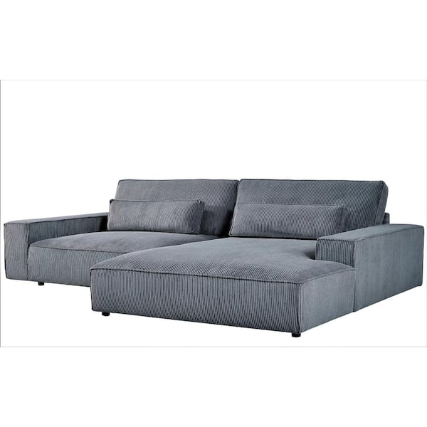 US Pride Furniture Mayview 105.52 in. W Sqaure Arm 2-Piece L Shaped Polyester Mid-Century Right Facing Sectional Sofa in Dark Grey