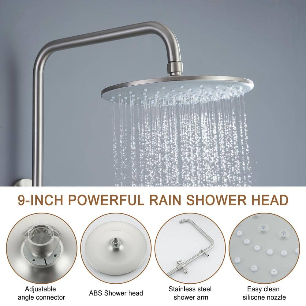 Brushed Nickel Adjustable Rainfall and Handheld Shower System