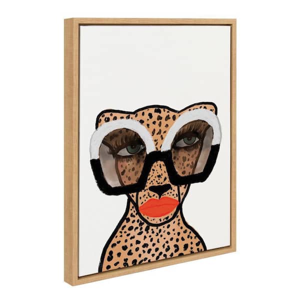 Kate and Laurel Sylvie Cheetah 4 in. by Kendra Dandy of Bouffants and Broken Hearts Framed Art Print 18 in. x 24 in.