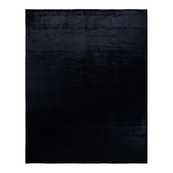 Overdyed Black 9 ft. x 12 ft. Solid Wool Indoor Area Rug