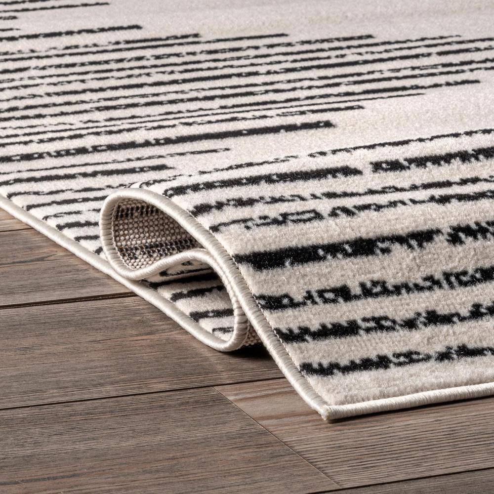 Romina Gray and Black Synthetic Rectangular Area Rug