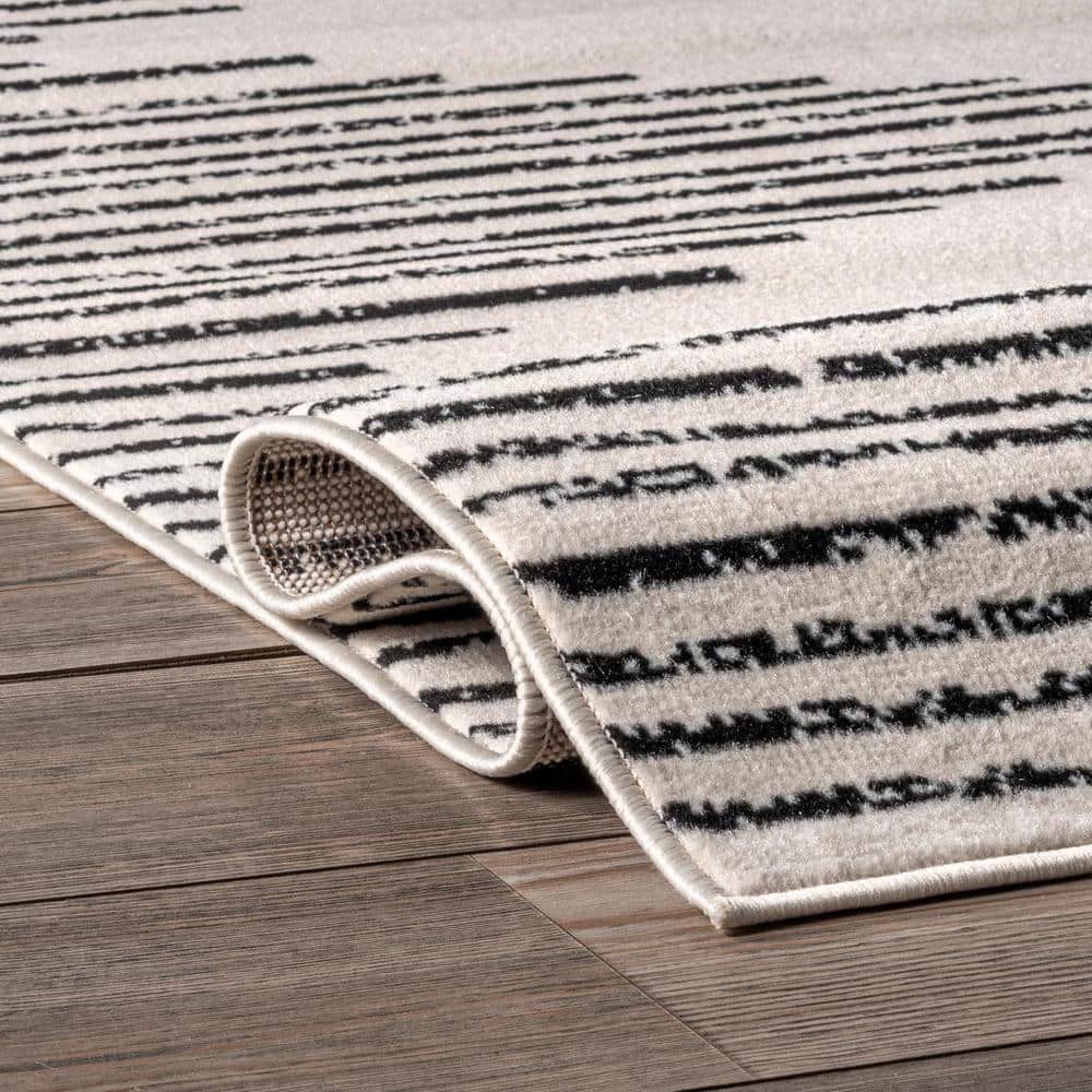 Romina Gray and Black 9' x 12' Synthetic Area Rug