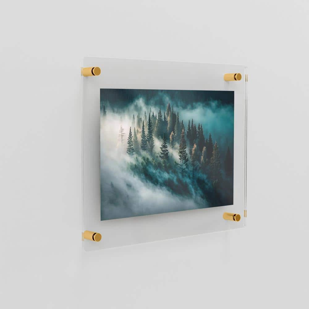 Gold Acrylic Floating Frameless Wall Frame 40x40 for Certificates