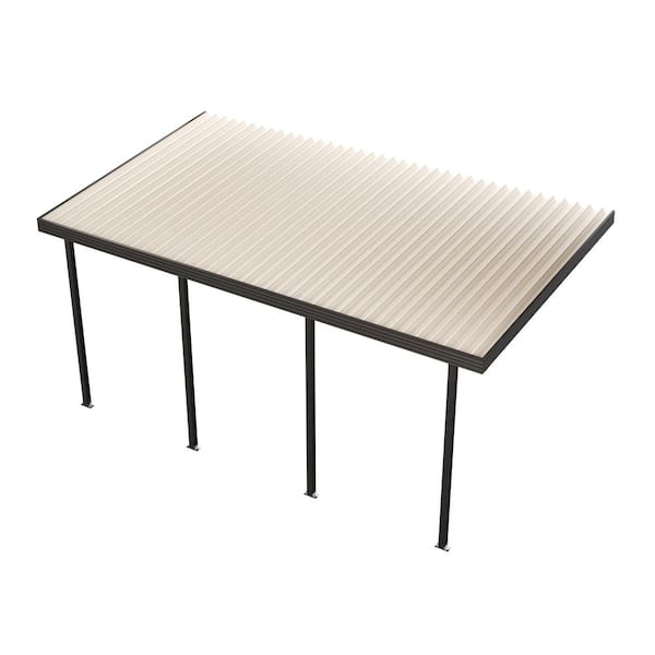 Integra 24 ft. x 12 ft. Dark Bronze Aluminum Frame Ivory Roof Patio Cover, 20 lbs. Snow Load