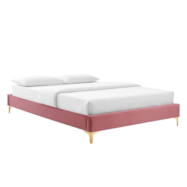 MODWAY Sutton Dusty Rose Pink Velvet Queen Performance Platform Bed Frame