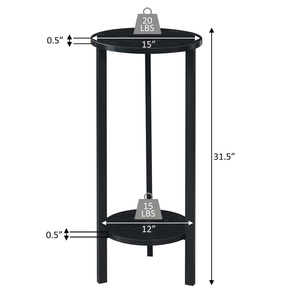 Graystone 31.5" Cement and Black Two-Tier Plant Stand