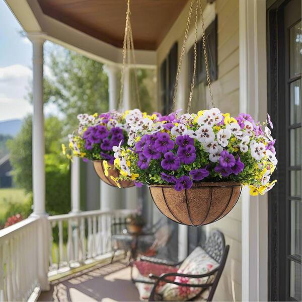 18 Bundles 14 in. Multi-Colored Outdoor Artificial Pansy Flowers