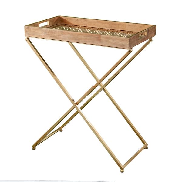 Southern Enterprises Tucker 26 in. Wooden Rectangle Folding Side Table