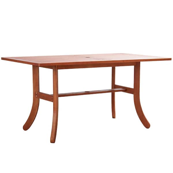 ToolCat 59 in. Reddish Brown Tropical Wood Patio Outdoor Dining Table for 6 Seaters