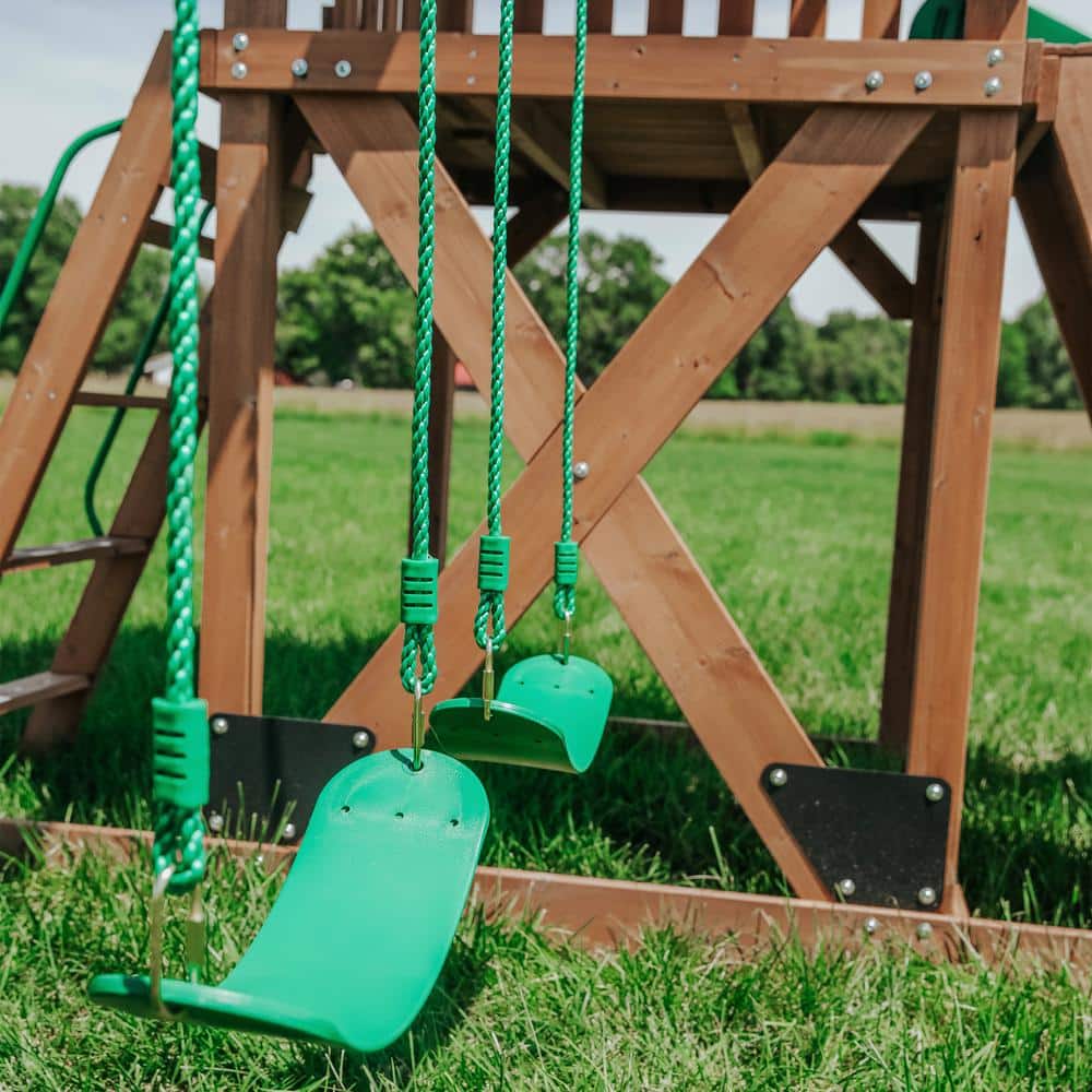 Cedar Wood Outdoor Swing Set with Slide and Fort