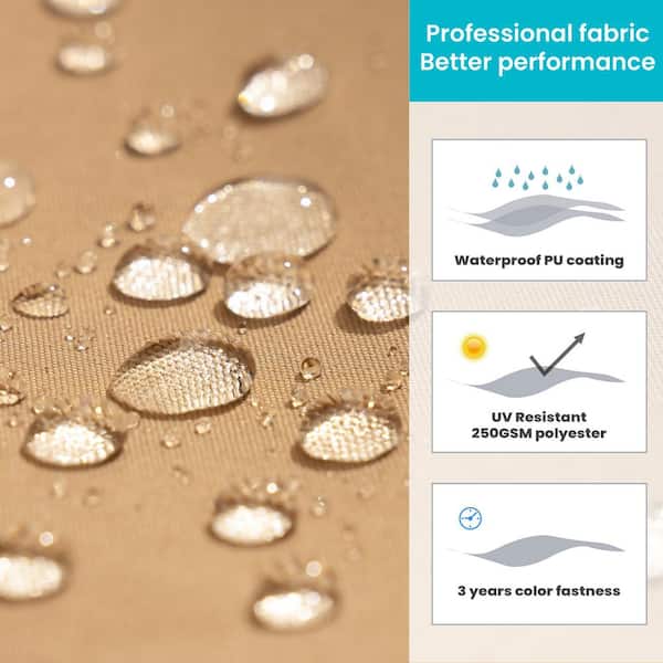 2-Tier 13 ft. x 10 ft. Rectangular Aluminum 360° Rotation Patio Cantilever Umbrella in Tan with 260 lbs. Umbrella Base