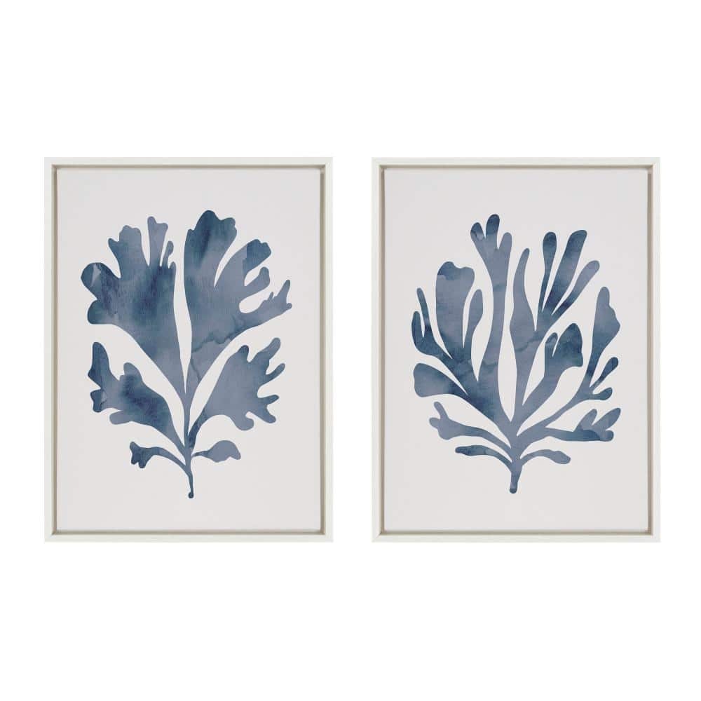 Sophisticated Blue Coral 18"x24" Framed Canvas Art Set