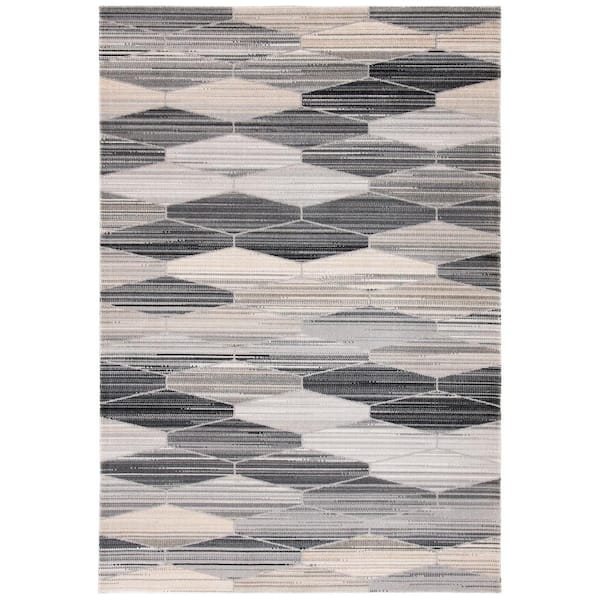 SAFAVIEH Montage Gray/Dark Gray Doormat 3 ft. x 5 ft. Lattice Striped Indoor/Outdoor Area Rug