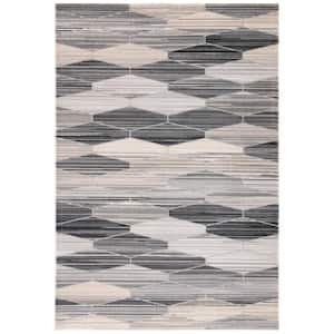 Montage Gray/Dark Gray 8 ft. x 10 ft. Lattice Striped Indoor/Outdoor Patio  Area Rug