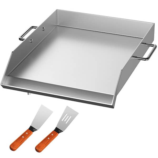 SKYSHALO Stainless Steel Griddle, 18 in. x 16 in. Universal Flat Top Rectangular Plate, BBQ Charcoal/Gas Grill with 2-Handles