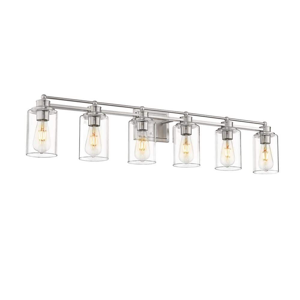 Modern 43.7 in. 6-Light Brushed Nickel Bathroom Vanity Light with Clear Glass Shades price history on PriceWatchPro