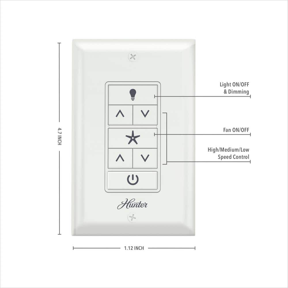 Universal White Fan Light Wall Control with Receiver