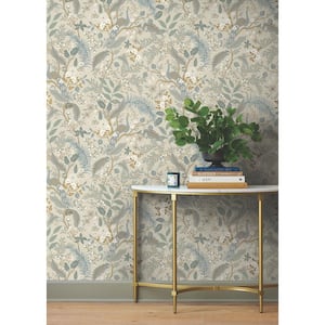 Peacock Garden Linen Peel and Stick Wallpaper