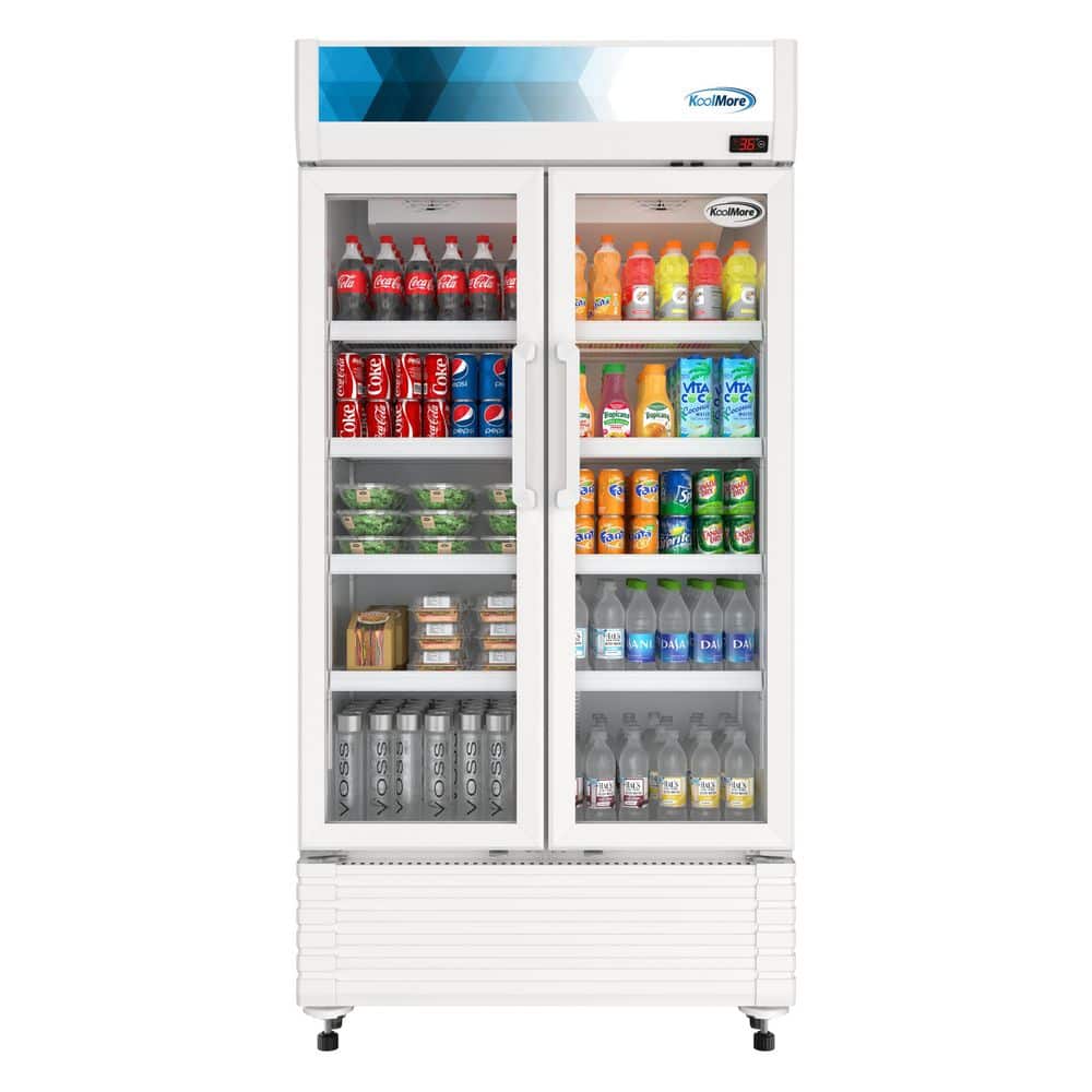 39 in. Commercial 2-Glass Door Merchandiser Refrigerator, 21.9 cu. ft. in White