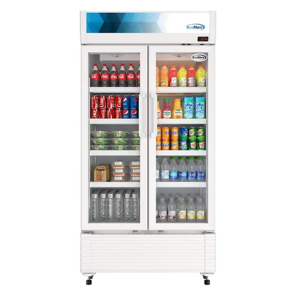 39 in. Commercial 2-Glass Door Merchandiser Refrigerator, 21.9 cu. ft. in White