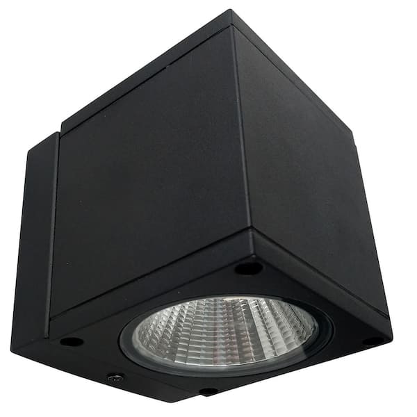 Sunlite 4 in. Black Outdoor Lantern Sconce with Integrated LED