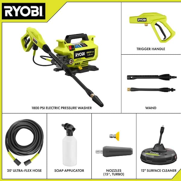 1800 PSI 1.2 GPM Cold Water Electric Pressure Washer with Surface Cleaner