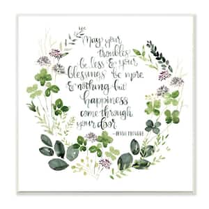 "Troubles Be Less Irish Proverbs Wreath" by Jennifer Paxton Parker Unframed Country Wood Wall Art Print 12 in. x 12 in.