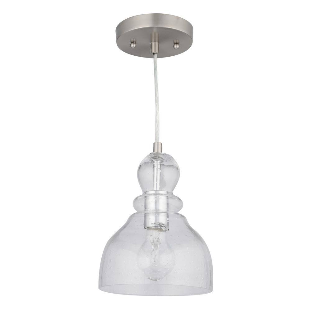 Vintage Seeded Glass 9" Mini Pendant Light in Brushed Nickel
