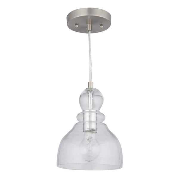 Westinghouse 1-Light Mini Pendant Brushed Nickel Finish,Clear Seeded Glass 