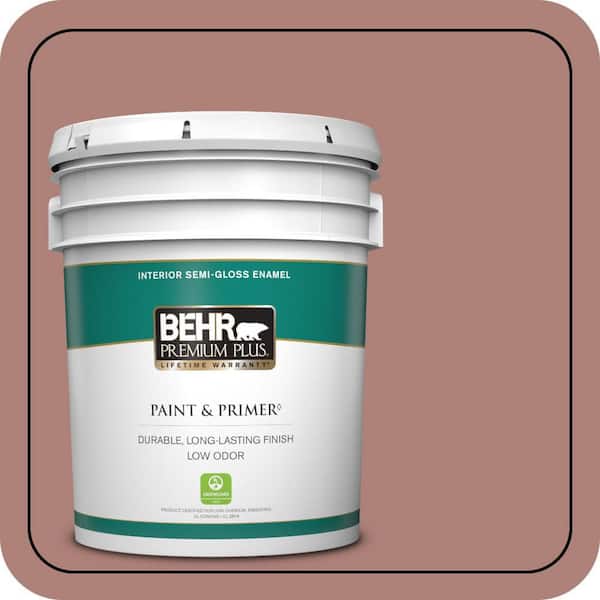 BEHR PREMIUM PLUS 5 gal. #S170-5 Smoke Bush Rose Semi-Gloss Enamel Low Odor Interior Paint & Primer