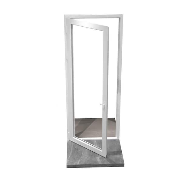 ERIS 36 in. x 80 in. Mat White Right Swing/Outswing Aluminum Single Patio Door with Aluminum Frame and Lockset