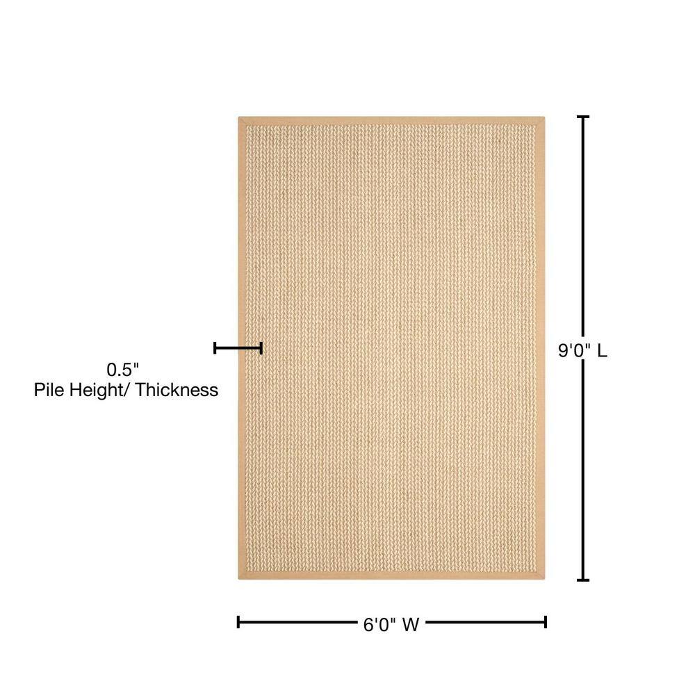 Hand-Knotted Beige Wool Rectangular 6' x 9' Area Rug