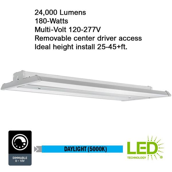 ETI LIGHTING 2 ft. 400-Watt Equivalent Integrated LED Dimmable White Linear High Bay Light 5000K Daylight 24000 Lumens (4PK)