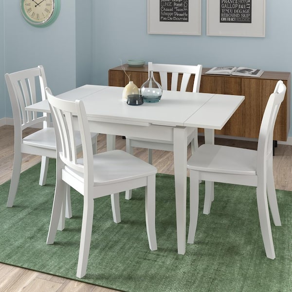 CorLiving Dillon 5-Piece Extendable White Wooden Dining Set