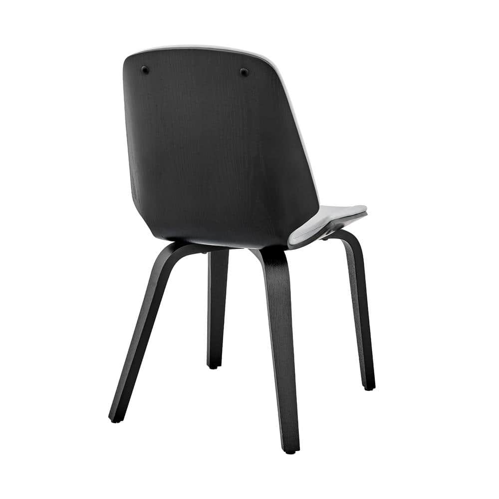 Elevated Gray Faux Leather Side Chair with Black Wooden Legs