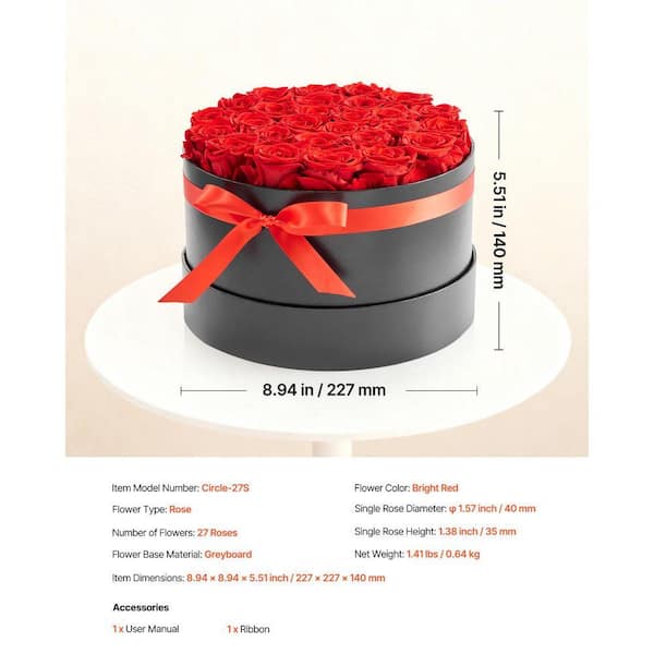 SKYSHALO 27 Preserved Roses in a Box, 5.51 in. Red Indoor
